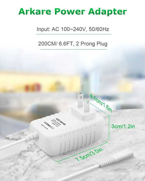 Plug And Play Cordless Water Flosser Charger For WP Series Replacements Arkare 3V Wall Power Supply with 6 foot cord