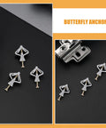 Heavy Duty Drywall Anchors Kit with butterfly hollow wall anchors and screws on dark background