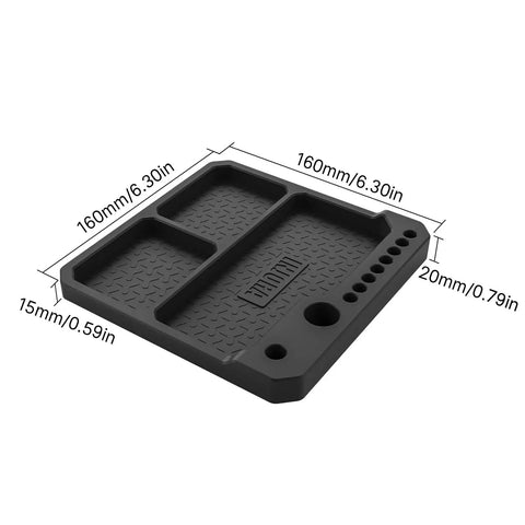 Silicone Tool Tray Organizer With Magnetic Holders And Stand, heat-resistant, durable silicone 160x160mm with compartments.
