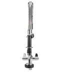 Maqulae Commercial Kitchen Faucet, G1/2 Thread Pull Down Sprayer with 360, chrome and black finish, detailed view of spout design.