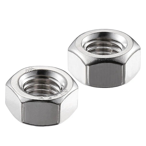 Beefy 1/4-20 Stainless Steel Hex Nuts Set, 50 Pieces, Coarse UNC Threads, 7/16 Inch Hex Drive, 0.5 Inch Nut Width, 0.22 Inch Height