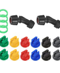 12 Pack Flat Fan Sprayer Tips Kit With 110 Degree Spray And 0.15 To 0.6mm Orifice Sizes, Durable Plastic Nozzles For Agricultural