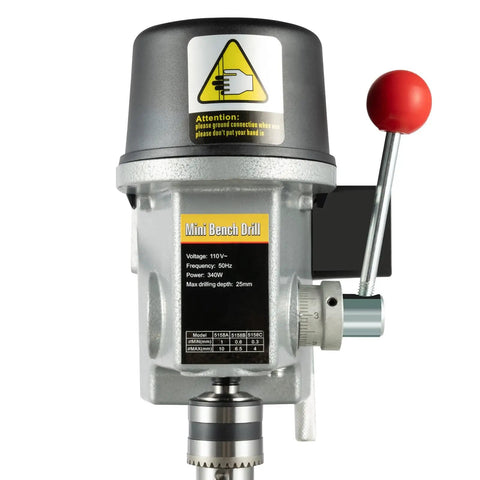 Compact Benchtop Drill Press With 110V 340W Power Handy 3 Speed Pillar Drill Press Table Stand 1-10mm Clamp close-up view
