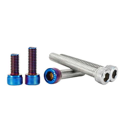 Burning Blue Stainless DIN912 Hex Socket Cap Head Screws Kit M3 To M10 SUS304 55mm visible with blue finish