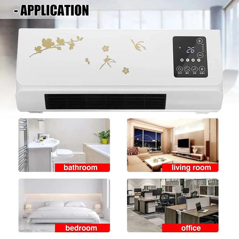 Dope 2000W Wall Mounted Air Conditioner And Heater With Touch Screen Remote Control Timing Feature PTC Ceramic for bathroom and living room use.