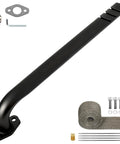 Mini Bike Exhaust Header Pipe Kit Drop In For Motovox MBX10 MBX11 MBX12 Monster Mega Moto MMB80 MMB105 Coleman RB100 RT100 And Lifan 79cc 105cc Engines Fits Chinese Lifan 1523 And Similar Mini Bike Applications with accessories on white background.