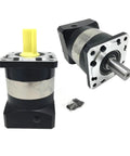 Nema23 Planetary Gearbox With 6 To 1 Worm Gear Reducer, black and silver housing, suitable for CNC machines and robotics.