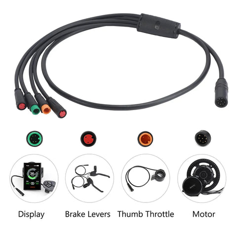 Harness Cable For Mid Drive Motors And Hub Kits 8Pin To 4 Connectors Waterproof Wire For BBS02 BBSHD G062 G063 E Bike 39.6 Inch