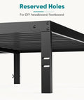 Close-up of reserved holes on Full Size Metal Platform Bed Frame With Underbed Storage for DIY headboard/footboard