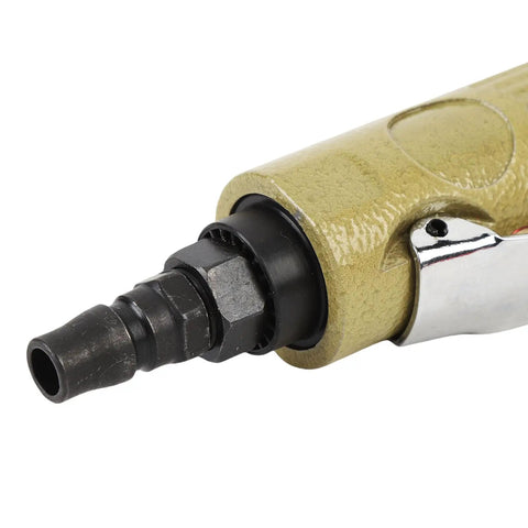 Close-up of Heavy Duty Straight Pneumatic Die Grinder Built Tough With Machined Steel Core and quarter inch port.