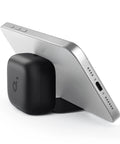 Noise Cancelling Earbuds With 45 Hours Playtime, Strong Bass, IP54 Dust And Water Resistance, Bluetooth 5.4 Wireless Earbuds, Two In One Charging Case And Phone Stand For Hands Free Viewing, Black next to silver tablet