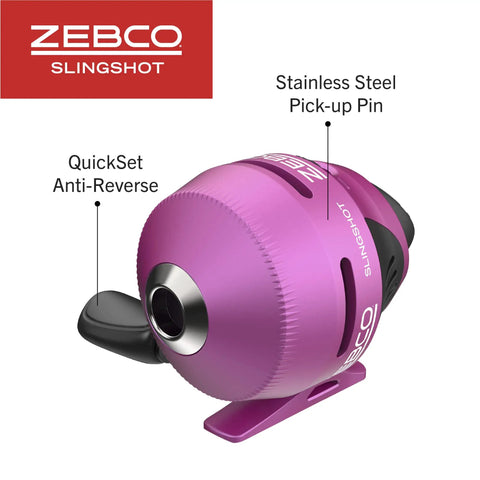 Purple size 30 reel of Slingshot Spincast Reel and Fishing Rod Combo for Beginners 5 Foot 6 Inch 2 Piece Fiberglass Rod