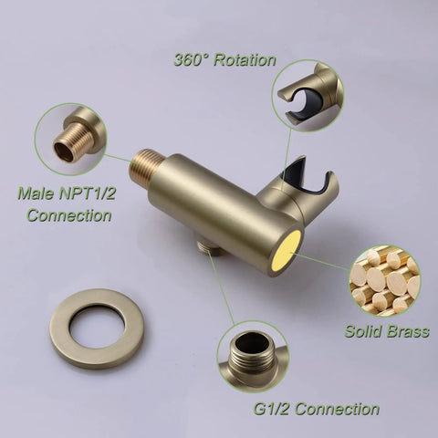 Bracket for 2 In 1 Handheld Shower Head Set With Rain And Jet Modes, featuring durable brass construction and 360° rotation.