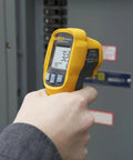 Pro-Grade Industrial Infrared Thermometer With 932 Degree F Range, 10 To 1 Distance To Spot, Single Laser Targeting, IP54 Rating, Non Contact Surface Temp Tool For Electrical, Mechanical, HVAC, Automotive, Includes 3 Year Warranty, Not For Human Temp, held near electrical panel