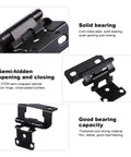 Soft Close Self Closing Concealed Kitchen Cabinet Door Hinges With Offset Spring Half Cover Black Finish, sturdy design
