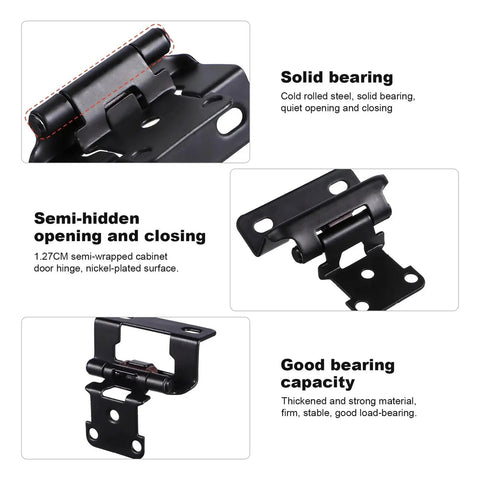 Soft Close Self Closing Concealed Kitchen Cabinet Door Hinges With Offset Spring Half Cover Black Finish, sturdy design