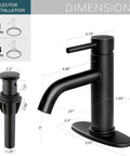 Modern Single-Handle Black Stainless Steel Bathroom Faucet With Deck Plate And Pop Up Drain, Fits 1 And 3 Hole Vanities
