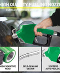Retractable Three Quarter Inch Fuel Hose Reel 33 Feet With Nozzle And Swivel Diesel Reel Built To Last Auto Spring Driven 300 PSI Industrial Steel Construction NBR Rubber Hose For Farm Factory And Workshop fuel nozzle with self-sealing head