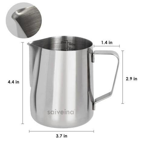 Barista Grade Stainless Steel Milk Frothing Pitcher 20oz 600ml For Espresso Machines And Latte Art Dishwasher Safe Rust Proof Easy To Clean Perfect For Cappuccino And Milk Foam