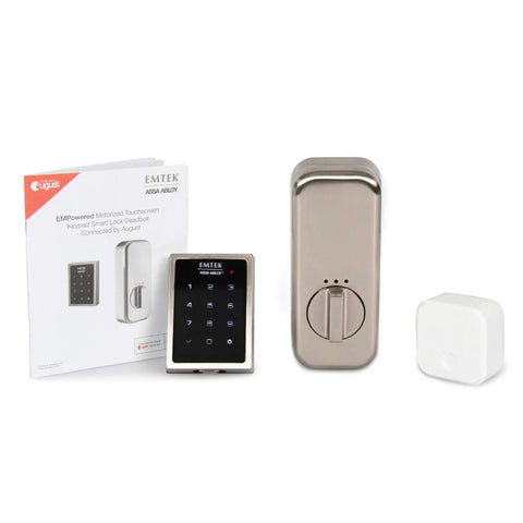 Motorized Touchscreen Smart Deadbolt With Included WiFi Bridge For Seamless Remote Access And Voice Commands Compatible With Alexa And Google Assistant Featuring Hella Tight Auto Unlock Keyless Entry Lock System with keypad and WiFi bridge.