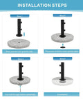Installation steps for All Weather Granite Outdoor Umbrella Stand Tube Universal Base For Granite Cement Marble Slab Boards