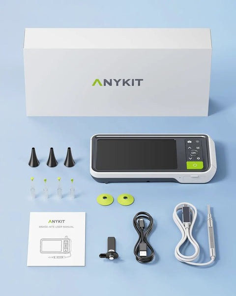 Digital Ear Otoscope With Gyroscope And 4.5 Inch Screen, 3.9mm Inspection Camera With Six LED Lights For Easy Ear Wax Removal, 32GB Card, Snap Photos And Record Videos, Your Own Ear Doctor At Home Checkup, with screen and accessories