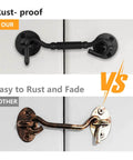 Comparison of Rust-Proof Barn Door Hook And Eye Latch 4 Inch Privacy Lock Hardware in black iron vs rusty alternative