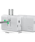 Swivel Wall Adapter Converts Two Prong To Three Prong With Polarized Grounding And Flat Straight Plug Design, showing two units and measurements.