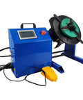 Build Tough Rotary Welding Positioner With Plug And Play Plc Touchscreen 50 Kg Capacity and 7 87 Inch 3 Jaw Chuck side view with controls.