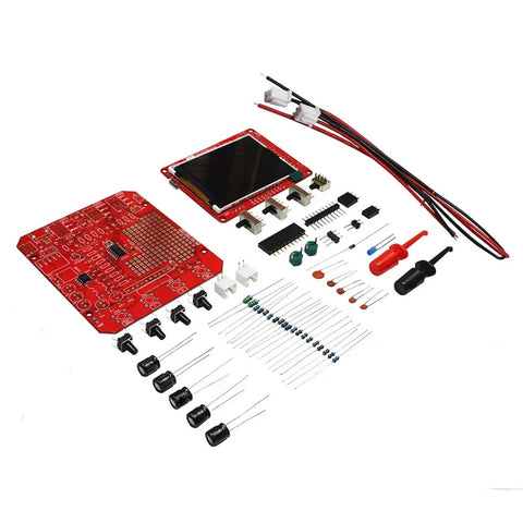 Portable Handheld Oscilloscope With 2.4 Inch TFT Display And Alligator Clip Probes, Beginner Electronics DIY Kit components