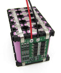Two Pack Heavy Duty Three Series Lithium Ion Protection Board For 11.1 To 12.6 Volt Packs with wires, view of cell arrangement and circuit board.