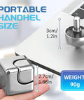 Multimode Fidget Cube Spinner 2 In 1 Gyro Metal Desk Gadget showing size and portability, handheld size comparison