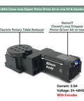 Precision Rotary Platform With Electric Gear Reducer And DC24V Stepped Motor Cam Splitter showing Nema17 stepper motor and gear assembly.