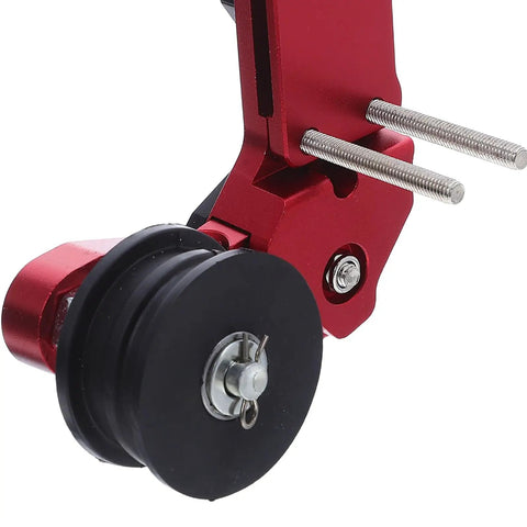 Heavy Duty Universal Motorcycle Chain Tensioner Kit For Dirt Bikes And Atvs With Anti Slip Roller For Precise Adjustment And Safe Heavy Rides, red aluminum