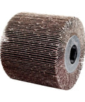 Wire Drawing Wheel For Metal Polishing And Buffing, Nylon Fiber Shutter Pro Grade Buff Wheel With Full Abrasive Cloth 60 Grit on white background