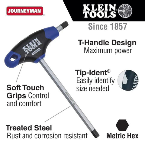 Journeyman 3 mm Hex Key With T Handle 6 Inch Built For Heavy Duty Torque Workhorse With Soft Touch Grips and laser etched size