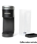 Replacement Water Reservoir For K Slim Coffee Maker With Black Lid next to a coffee maker, removable tank visible