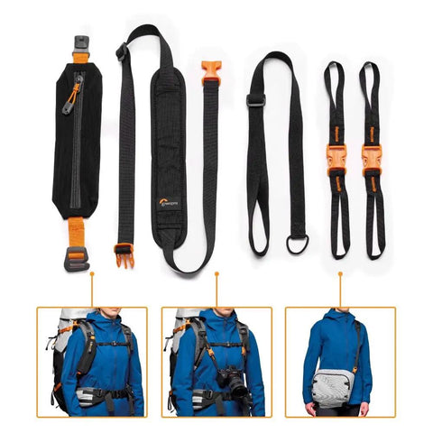 PhotoSport Pro 55L Camera Backpack With Front And Rear Access For DSLR And Mirrorless, Removable Insert, Accessory Straps shown