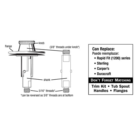Diagram of Lift And Turn Tub And Bath Drain Stopper In Chrome Finish Easy Replacement Converts Trip Lever Drains