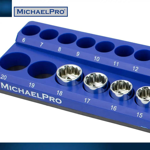 Magnetic Socket Organizer Tray Set For Metric Sockets Three Piece One Quarter Inch Drive Three Eighths Inch Drive And One Half