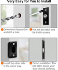 Installation steps for Invisible Drive-In Closet Ball Catch Hardware, 2 Pack Black Finish, with drill, screws, and ball latch.