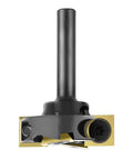 Front view of 1-1/4 Inch Slab Flattening Router Bit With 1/4 Inch Shank, 2 Plus 2 Flute Carbide Inserts, ATS Coating, Spoilboard Surfacing Bit.