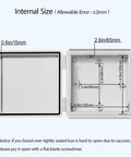Pro Level IP67 Waterproof Electrical Box Built Tough For Hassle Free Install showing internal size dimensions for wiring projects.