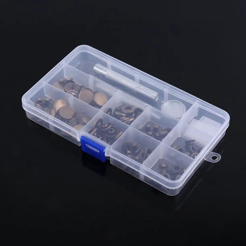 15mm Antique Brass Snap Fasteners Kit With Fixing Tools, 30 Sets For Leather Craft, Clothing, Handbags, Jackets, Jeans, DIY Sewing, Popper Press Stud Buttons Gear in storage box