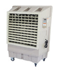 Portable Evaporative Air Cooler With Three Adjustable Speeds And Remote Control, 90 degree oscillation and built-in wheels.