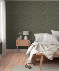 Real Dope Cottage Botanical Wallpaper With Matte Linen Texture And Pvc Free Mix in a cozy bedroom setting with natural light.