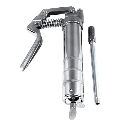 Heavy Duty 120cc Handheld Grease Gun Workhorse With Chromic Plating, Rust Resistant Metal Construction, Easy Squeeze Trigger