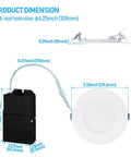 Ultra Thin 6 Inch LED Recessed Light Kit With Junction Box Pack Of 6 13.5W Dimmable Canless Ceiling Lights dimensions diagram