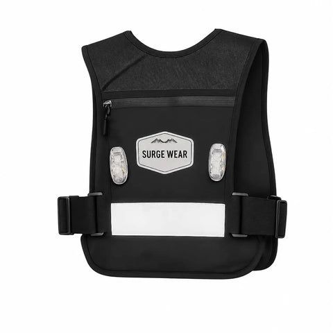 Hands Free Hydration Running Vest With 500ml Soft Flask BPA Free PVC Free Reflective Gear Adjustable Unisex Fit 4 LED Lights 6 Pockets