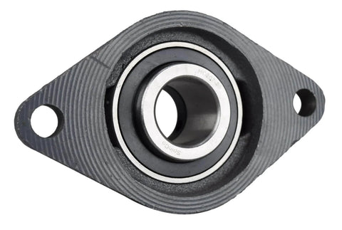 1-1/4 Inch Two Bolt Flange Bearing With Lock Collar Cam Lock Eccentric, cast iron housing, front view showing bolt holes and bore